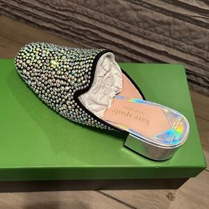 kate spade Black Slip-On Mule with Iridescent Crystal Embellishments NEVER WORN